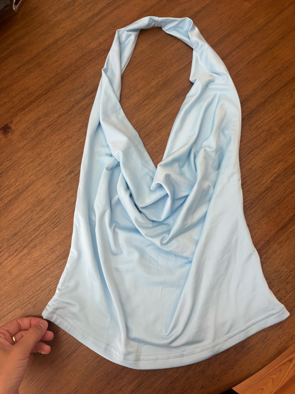 Light Blue Smooth Fabric halter Top